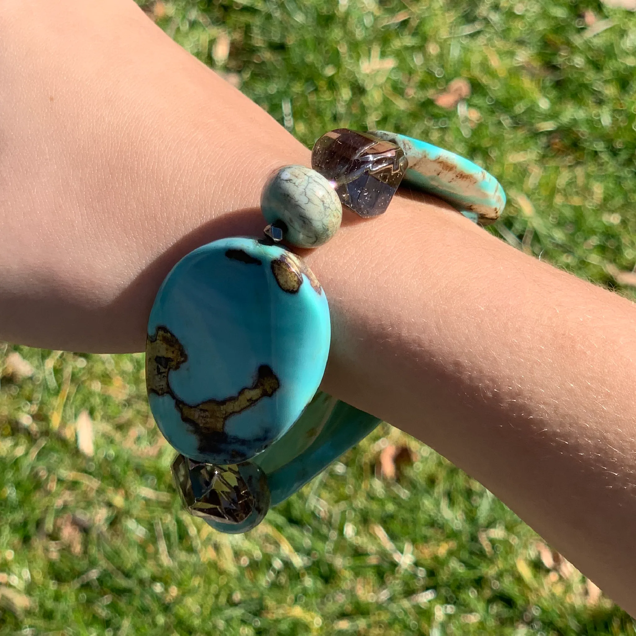Jasper and smoky topaz bracelet