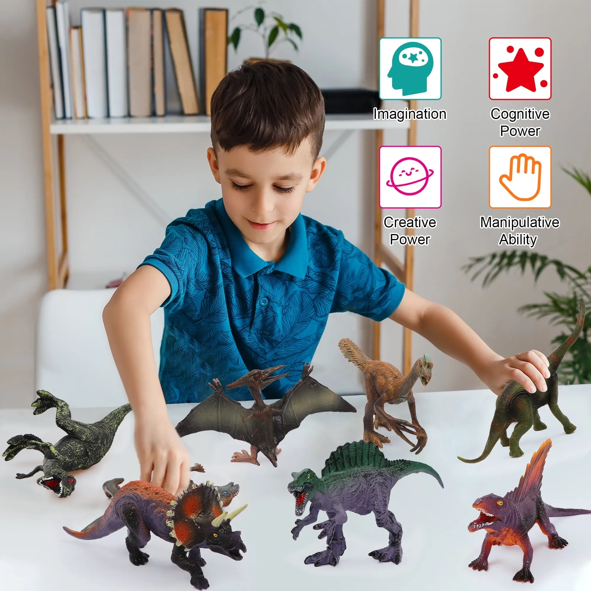 Jurassic Dinosaur Toys Set for Kids, 12 Dinosaur Figures with Play Mat, Realistic Dinosaurs Gift for Boys Girls Age 3 4 5 6 