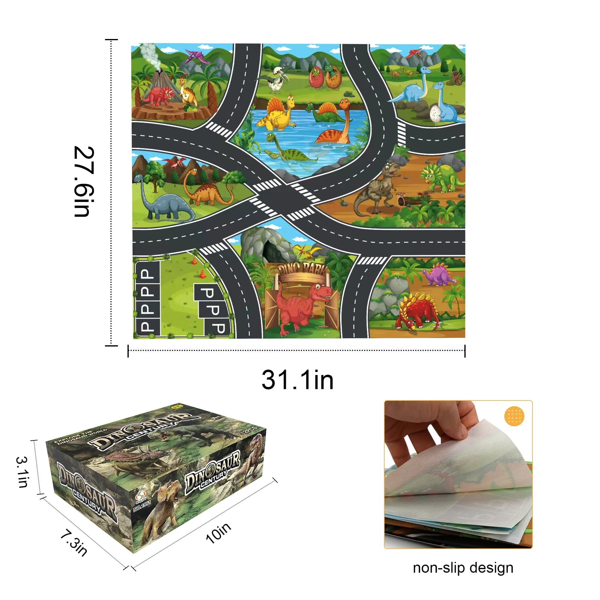 Jurassic Dinosaur Toys Set for Kids, 12 Dinosaur Figures with Play Mat, Realistic Dinosaurs Gift for Boys Girls Age 3 4 5 6 