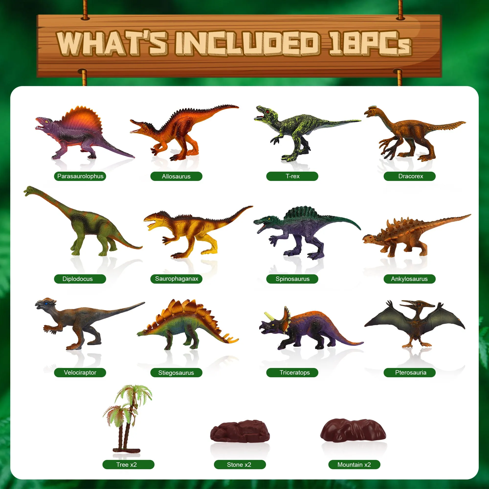 Jurassic Dinosaur Toys Set for Kids, 12 Dinosaur Figures with Play Mat, Realistic Dinosaurs Gift for Boys Girls Age 3 4 5 6 