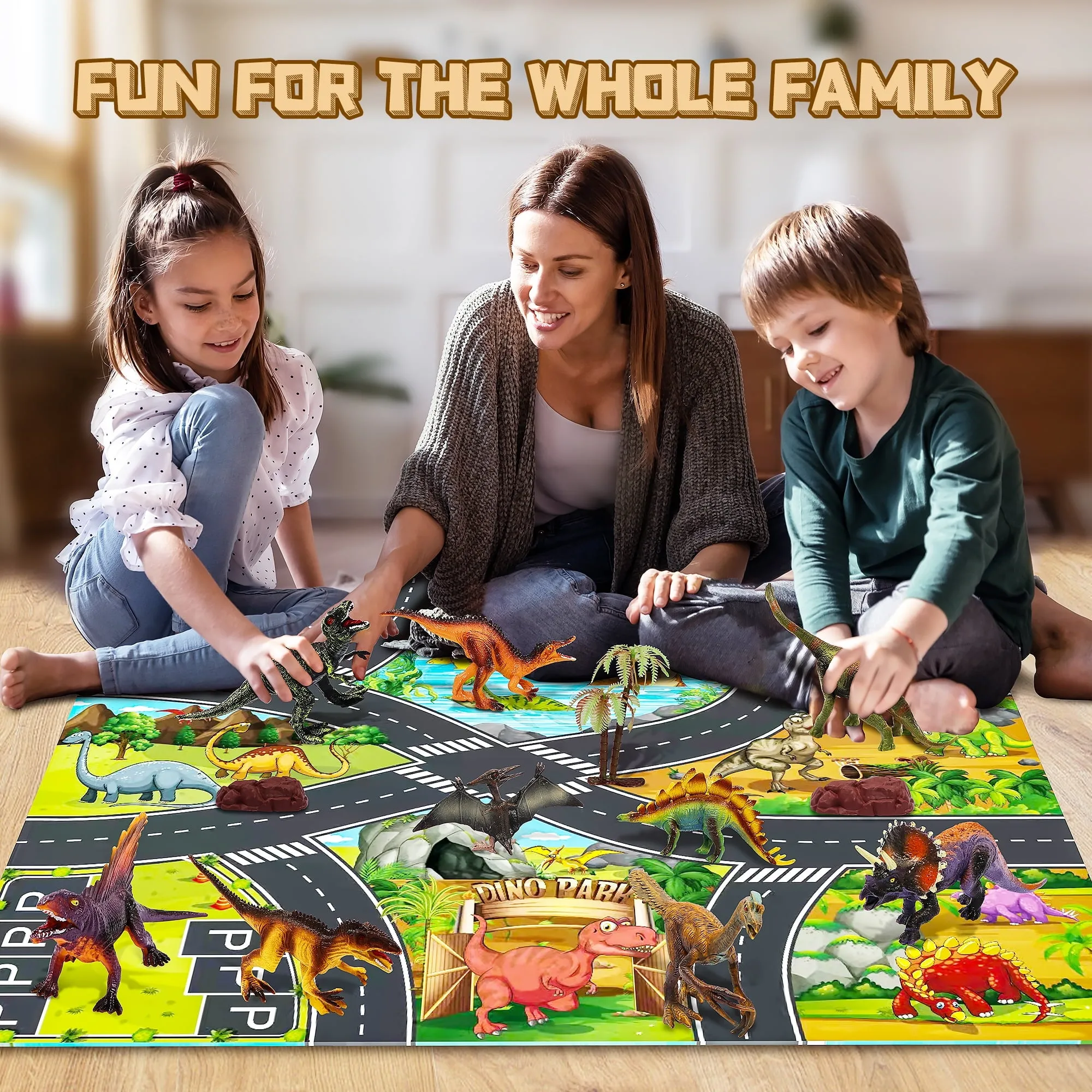 Jurassic Dinosaur Toys Set for Kids, 12 Dinosaur Figures with Play Mat, Realistic Dinosaurs Gift for Boys Girls Age 3 4 5 6 