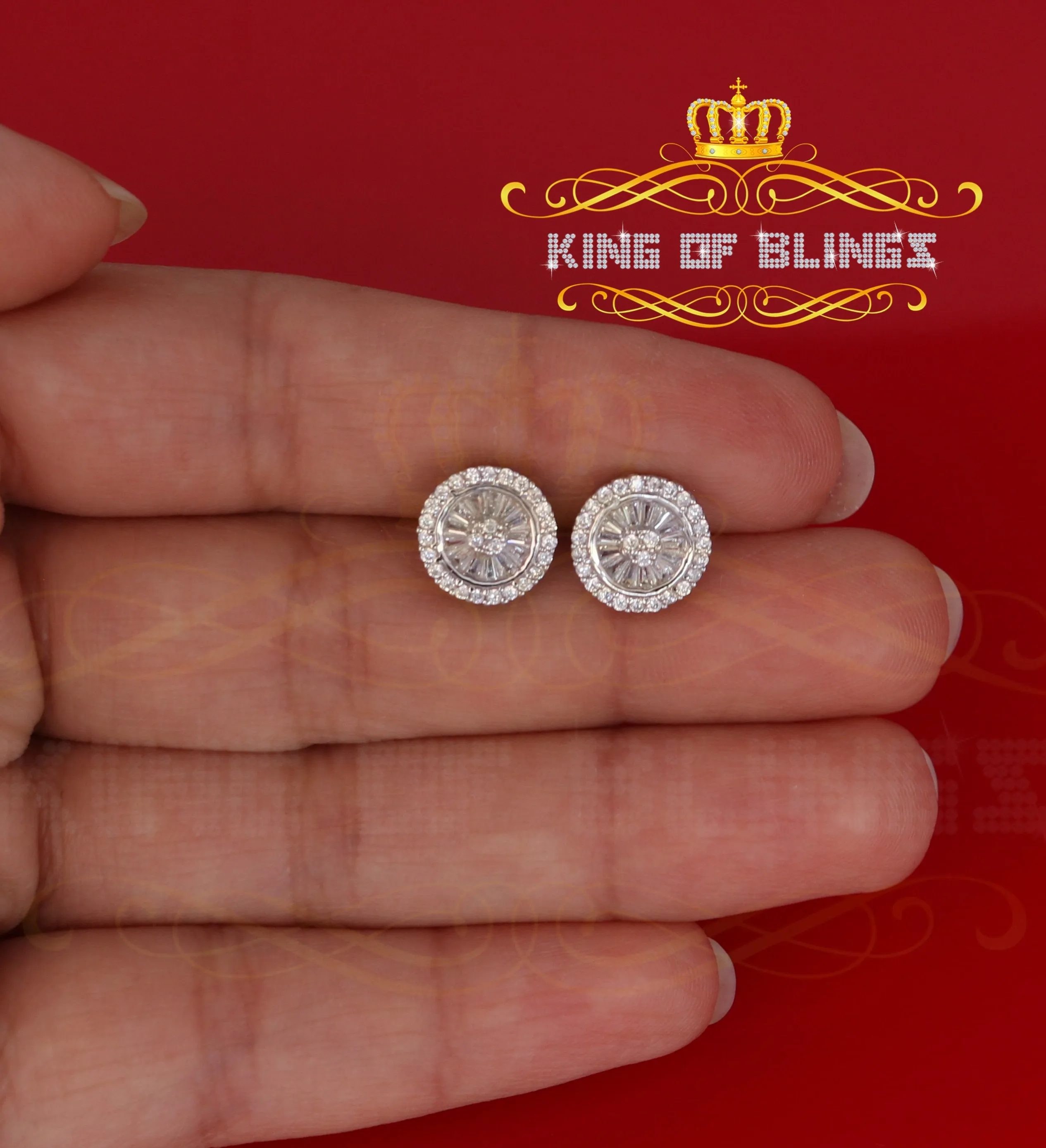 King of Blings- 0.52ct Cubic Zirconia 925 White Sterling Silver Women's Hip Hop Round Earrings