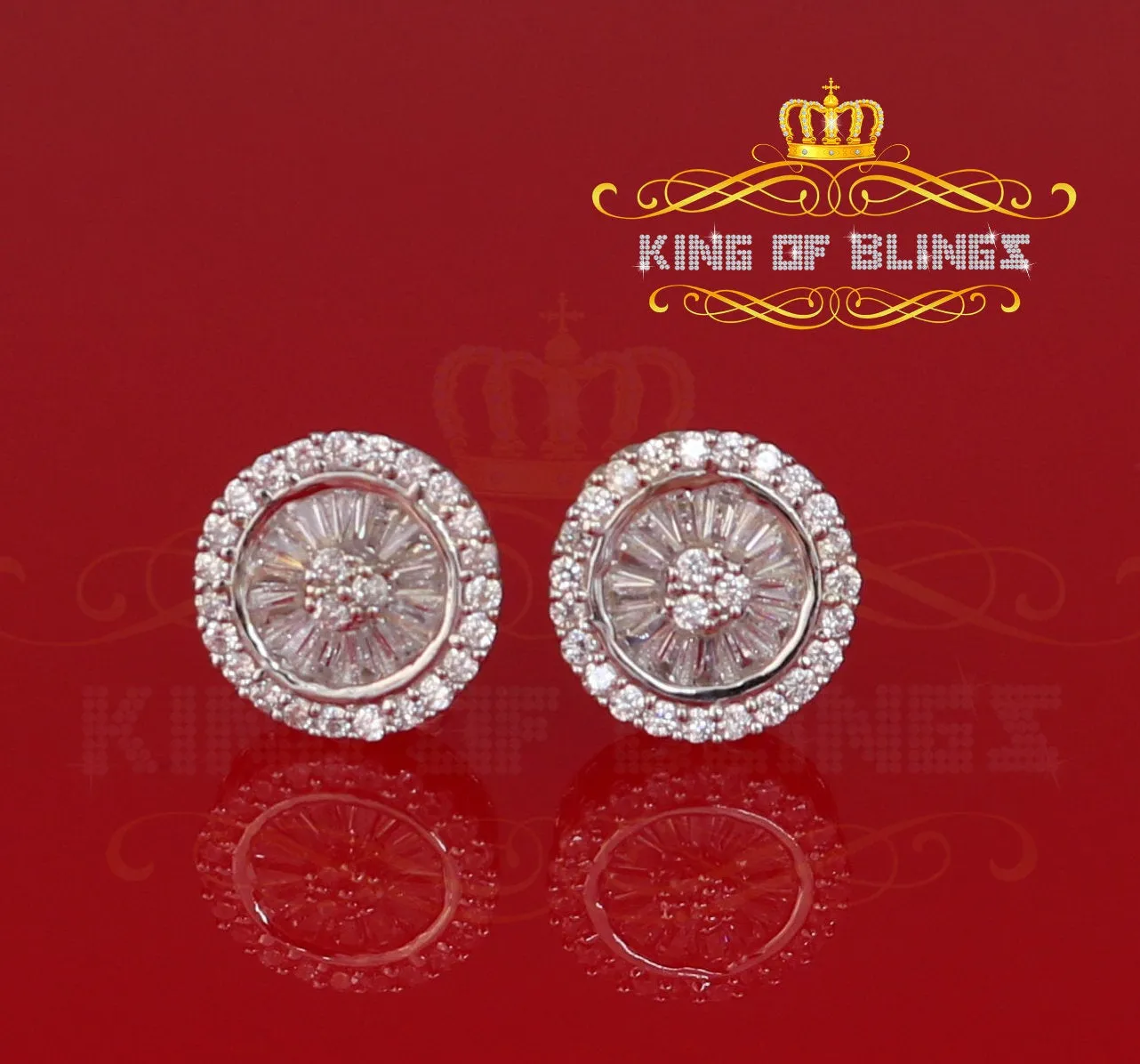 King of Blings- 0.52ct Cubic Zirconia 925 White Sterling Silver Women's Hip Hop Round Earrings