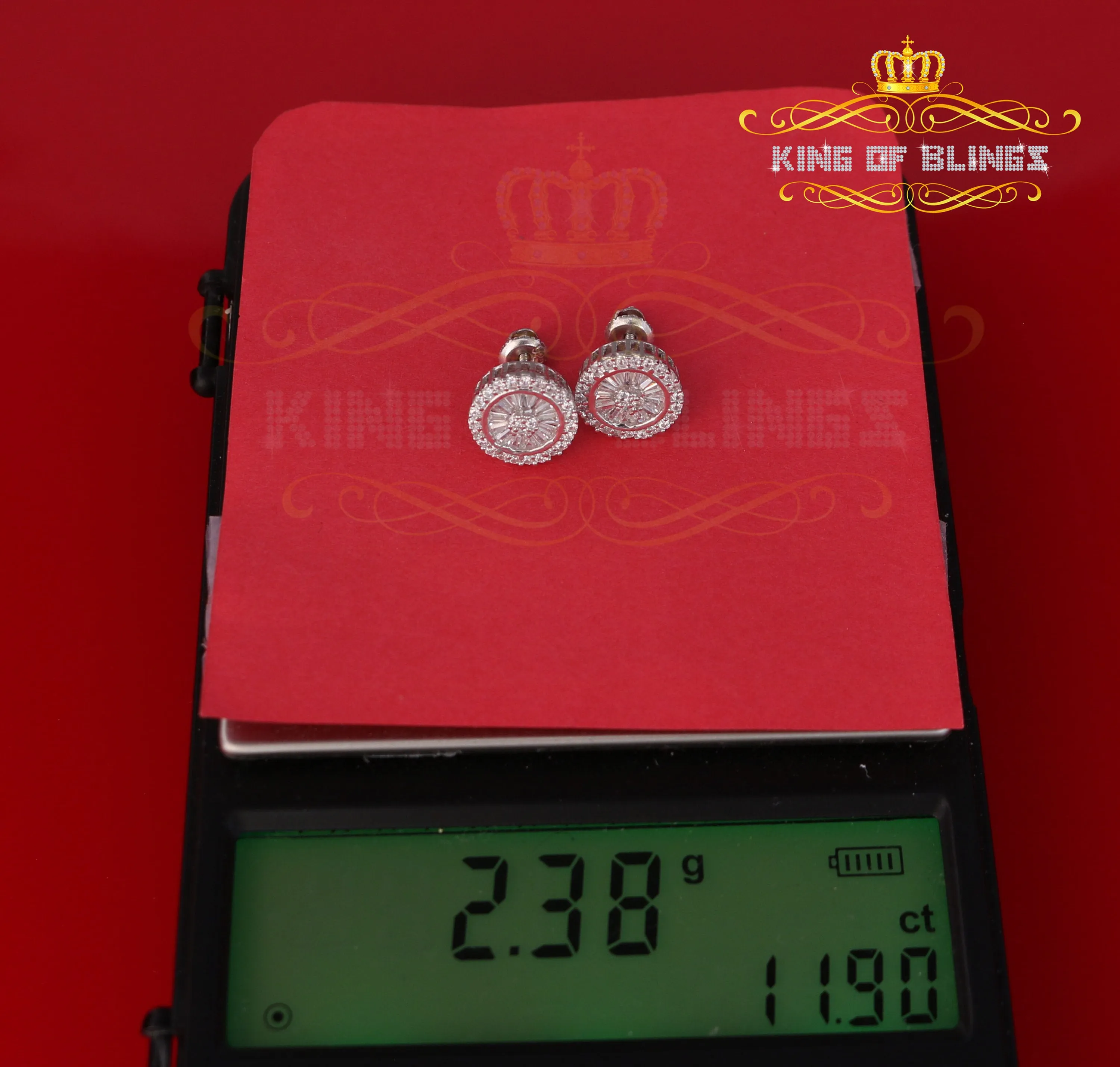 King of Blings- 0.52ct Cubic Zirconia 925 White Sterling Silver Women's Hip Hop Round Earrings