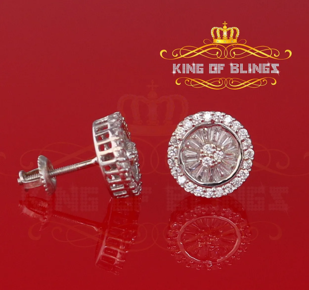 King of Blings- 0.52ct Cubic Zirconia 925 White Sterling Silver Women's Hip Hop Round Earrings