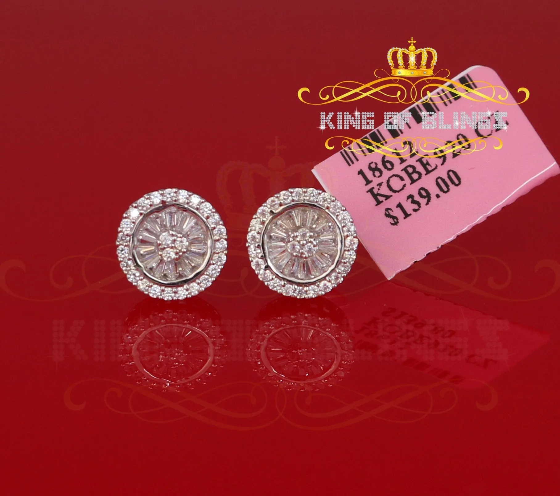King of Blings- 0.52ct Cubic Zirconia 925 White Sterling Silver Women's Hip Hop Round Earrings