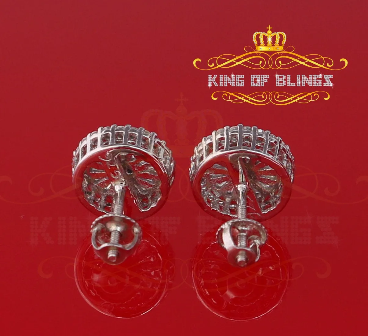 King of Blings- 0.52ct Cubic Zirconia 925 White Sterling Silver Women's Hip Hop Round Earrings