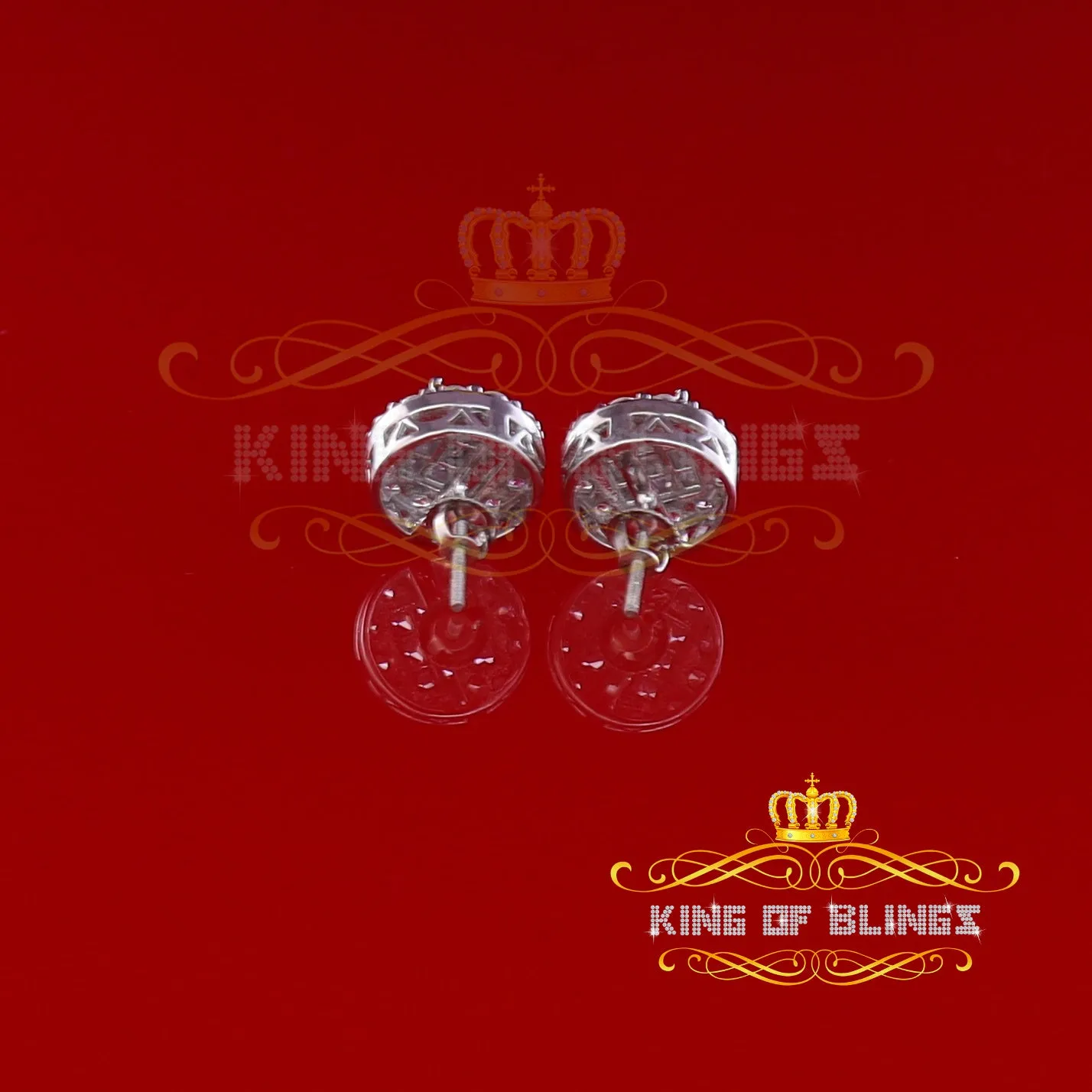 King of Blings- 3.46ct Cubic Zirconia 925 White Sterling Silver Women's Hip Hop Round Earrings