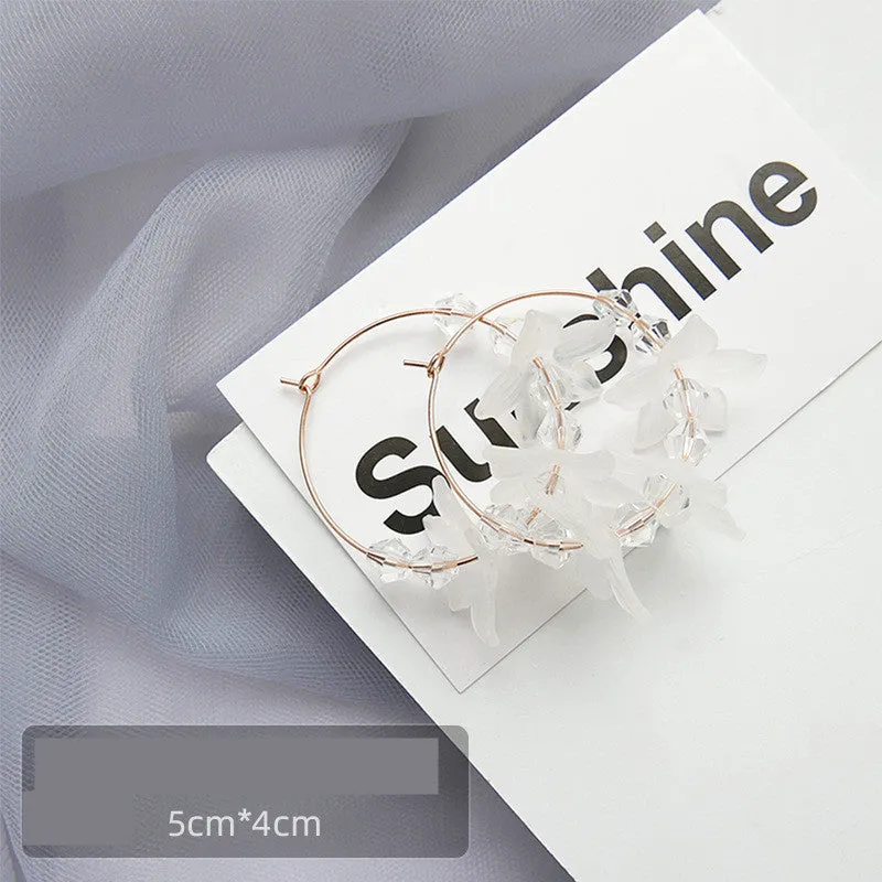 Korean Simple Immortal Petal Earrings Female Fashion Tassel Flower Earrings Small Drop Earrings Fairy Earrings