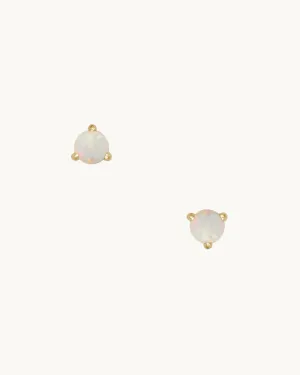 LEVA White Opal Stud Earring Large 14K