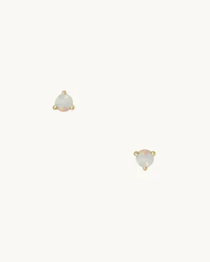 LEVA White Opal Stud Earring Medium 14K