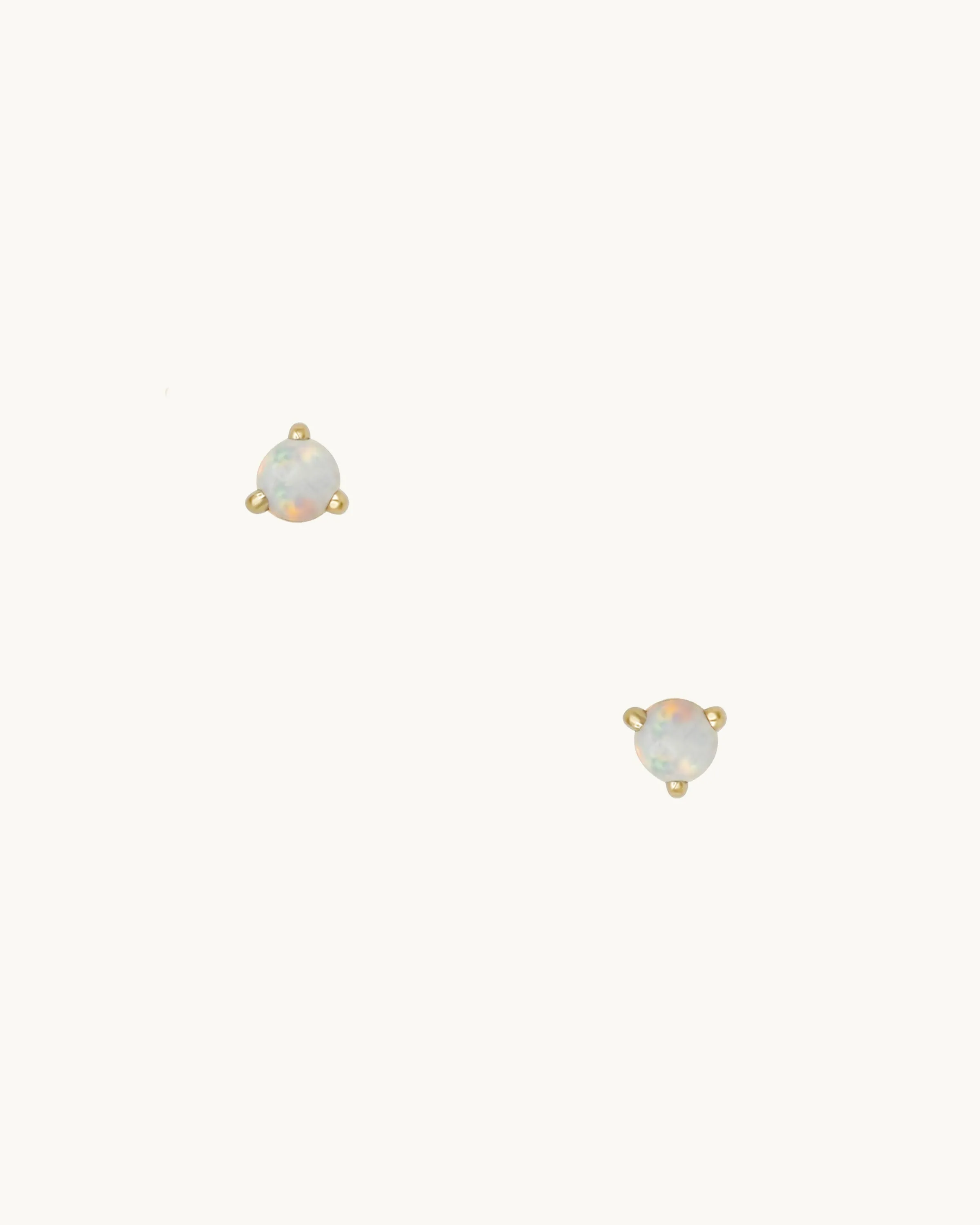 LEVA White Opal Stud Earring Medium 14K