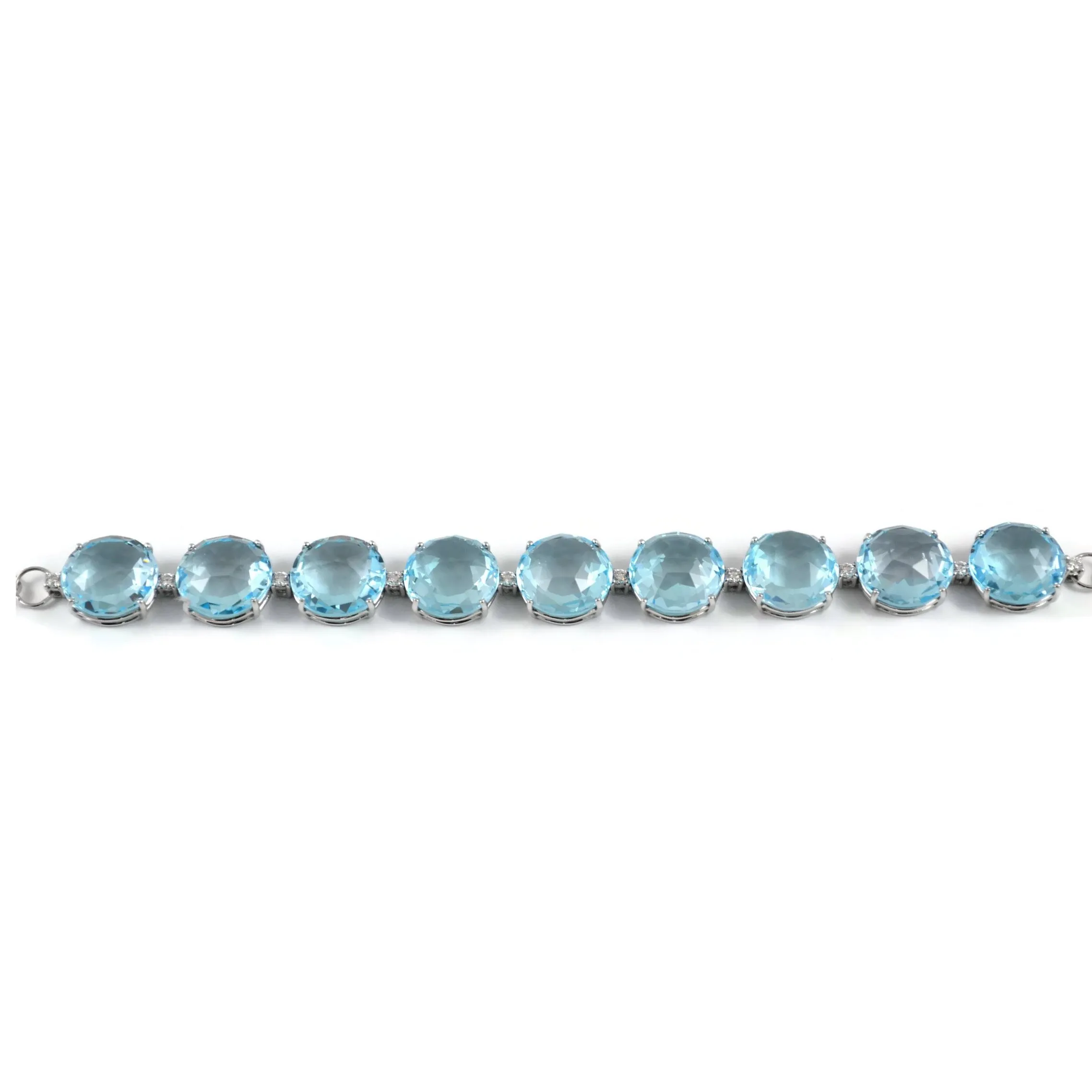 Lilies - Bracelet with Blue Topaz and Diamonds, 18k White Gold