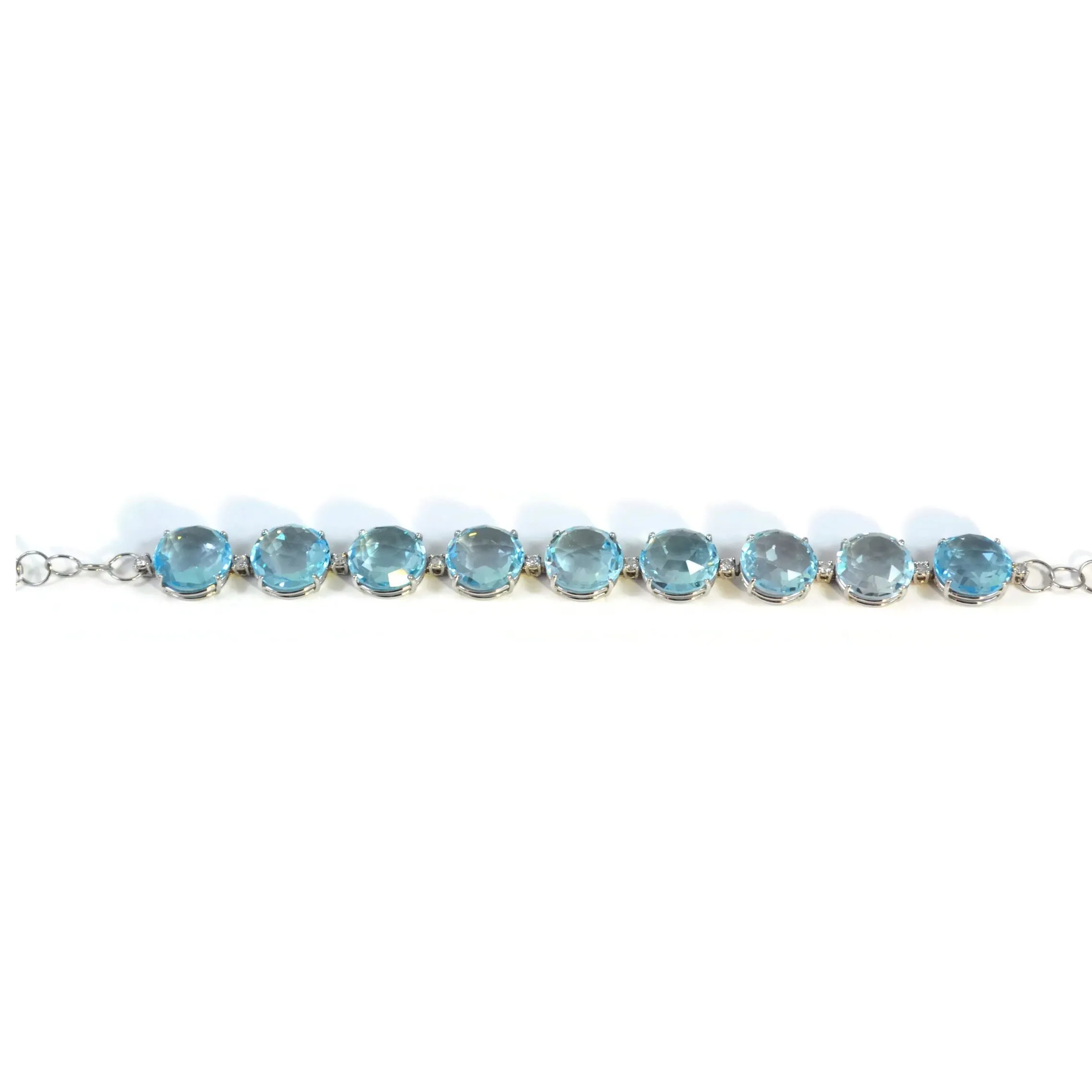 Lilies - Bracelet with Blue Topaz and Diamonds, 18k White Gold