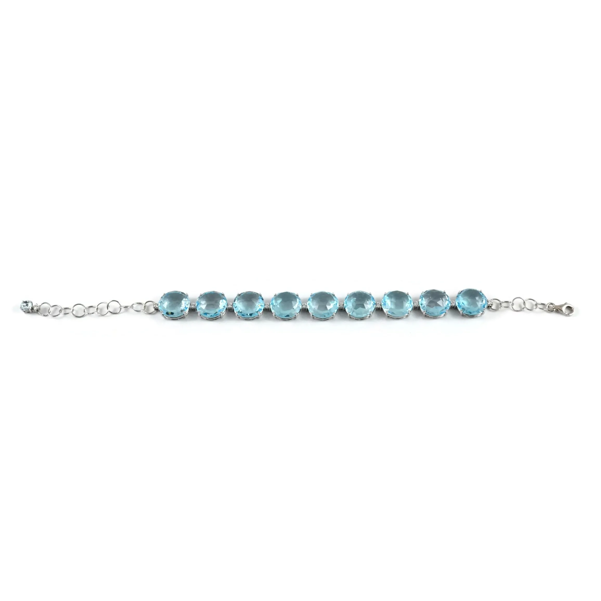 Lilies - Bracelet with Blue Topaz and Diamonds, 18k White Gold