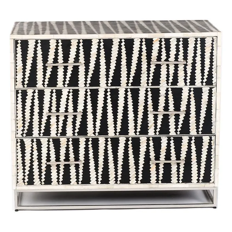 Malawi Bone Inlay Chest Of Drawers Black / White
