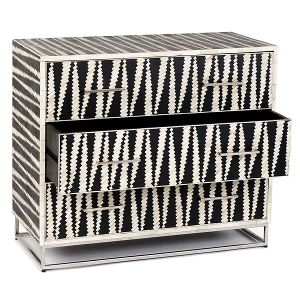 Malawi Bone Inlay Chest Of Drawers Black / White