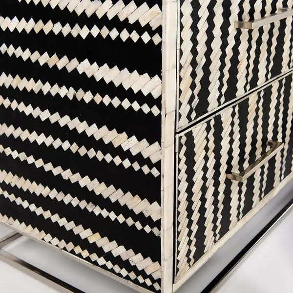 Malawi Bone Inlay Chest Of Drawers Black / White