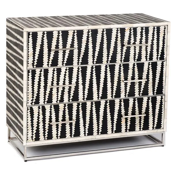 Malawi Bone Inlay Chest Of Drawers Black / White