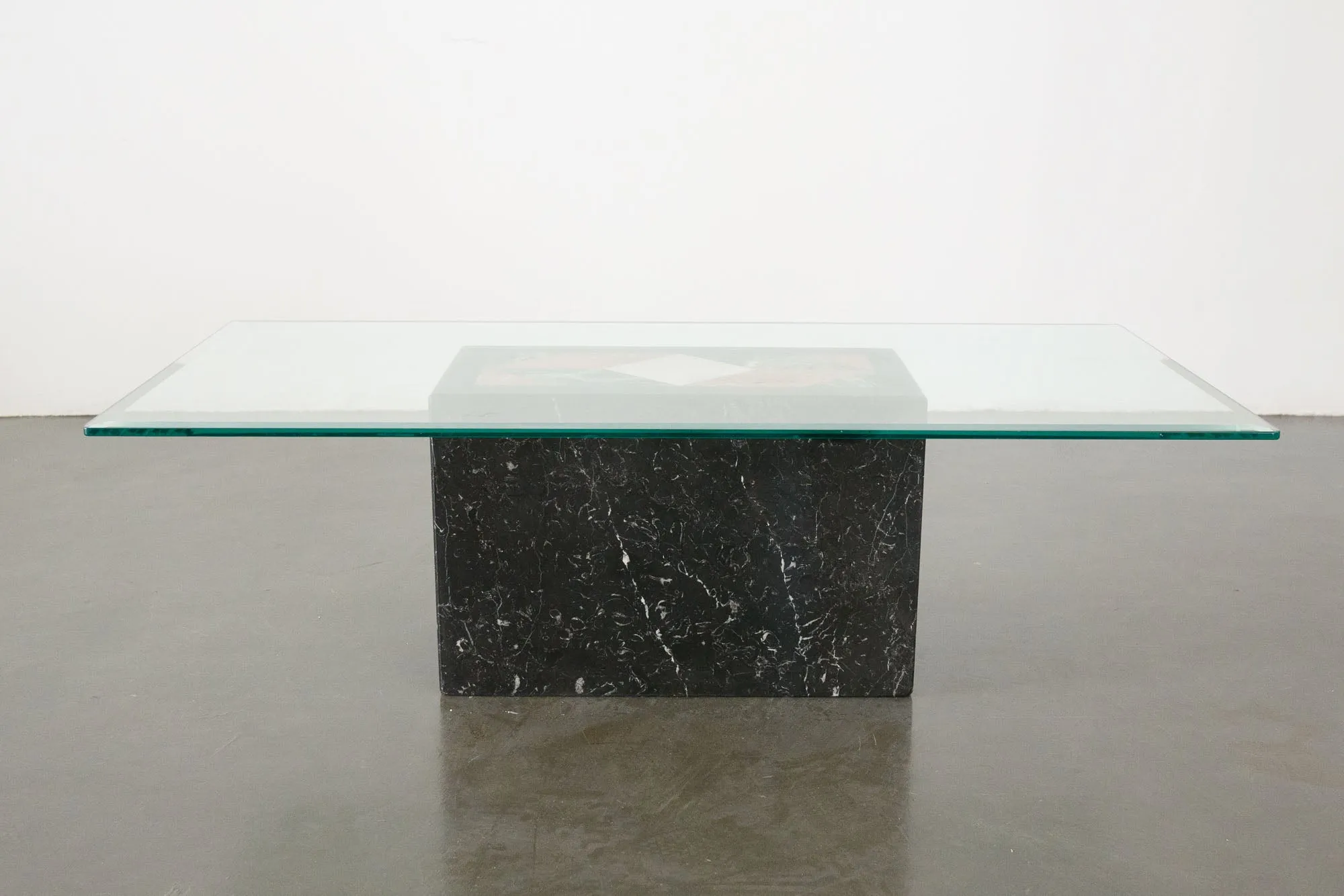 Marble Inlay Pedestal Coffee Table