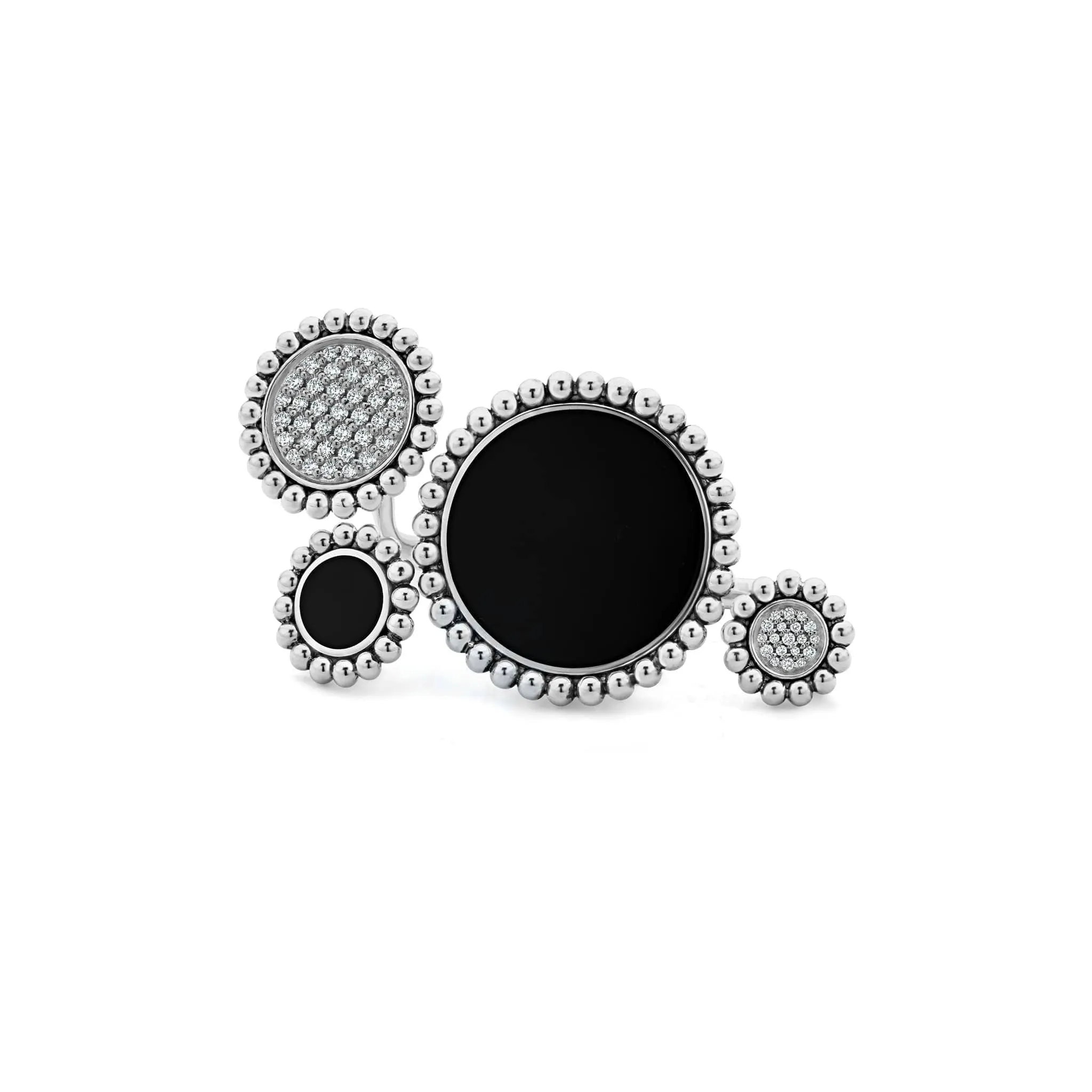 Maya Onyx and Diamond Circle Statement Ring