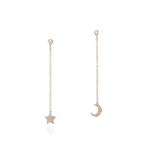 Mismatched Moon and Star Dangle Earrings