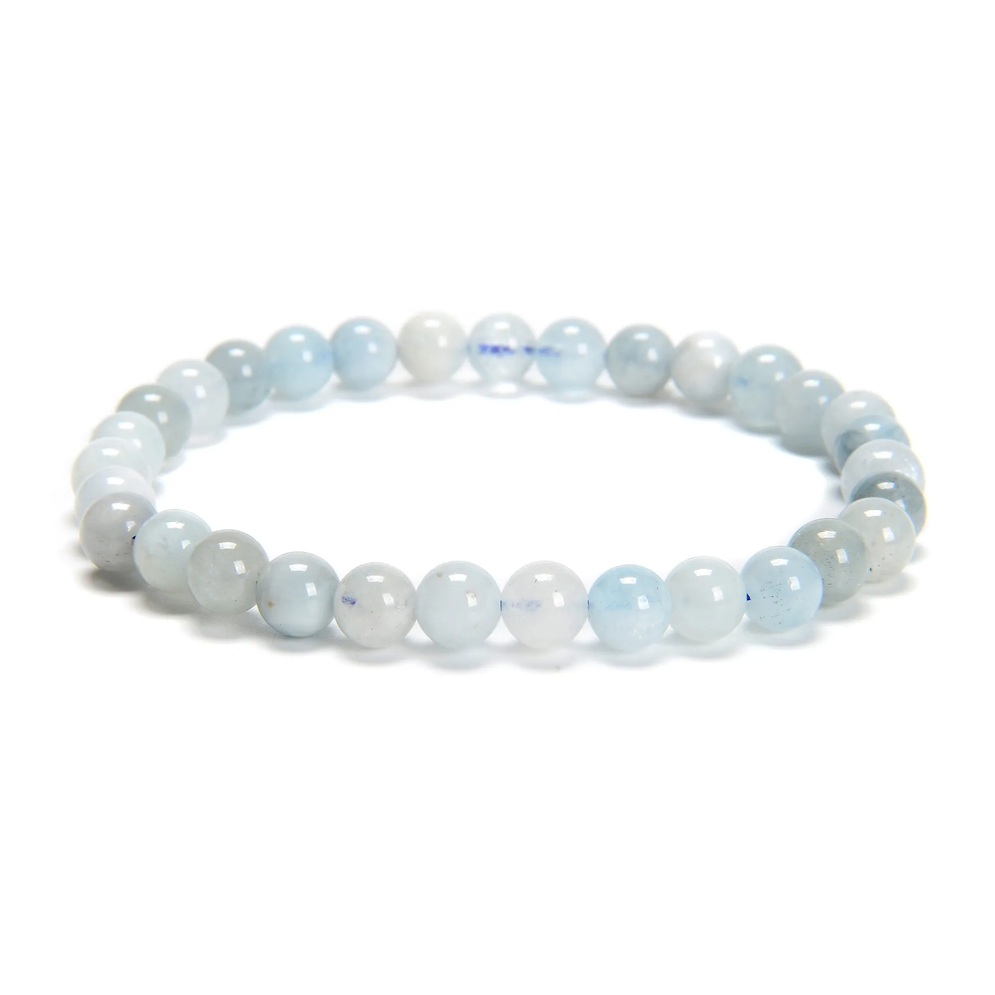 Multi Blue Aquamarine Smooth Round Beaded Bracelet 6mm 7.5'' Length 3 PCS/Set