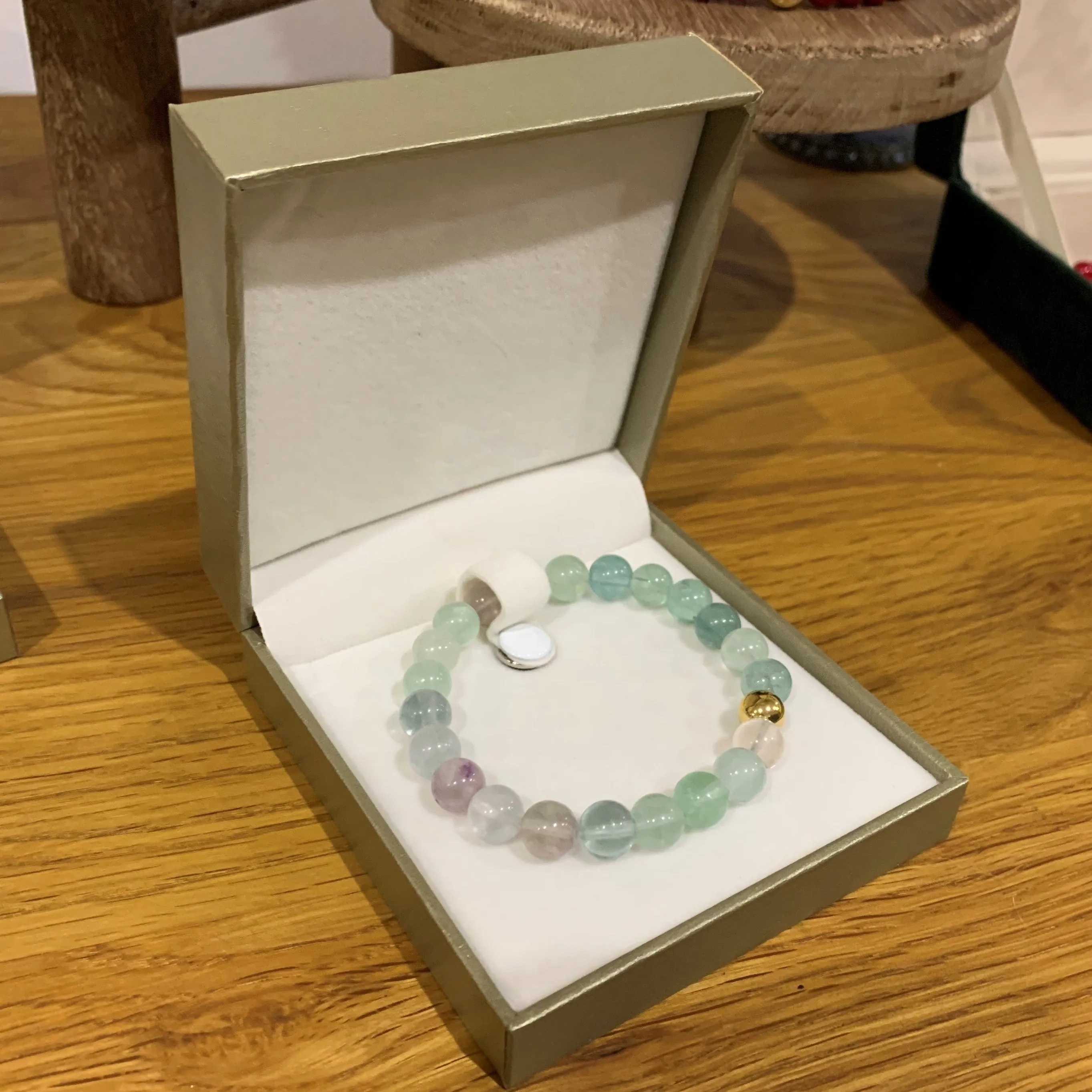 Multicolor fluorite bracelet with gold-plated finish