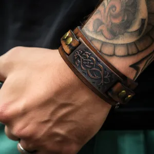 Norse-Inspired Leather Cuff Bracelet