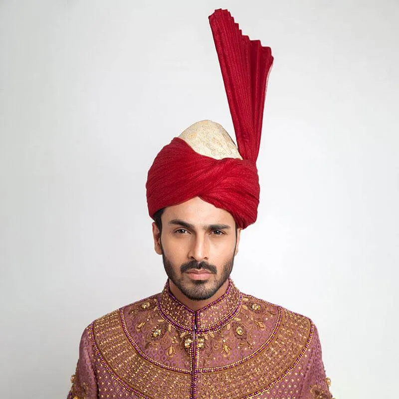Pink and Copper Pure Jamavar Silk Form Fitted Sherwani