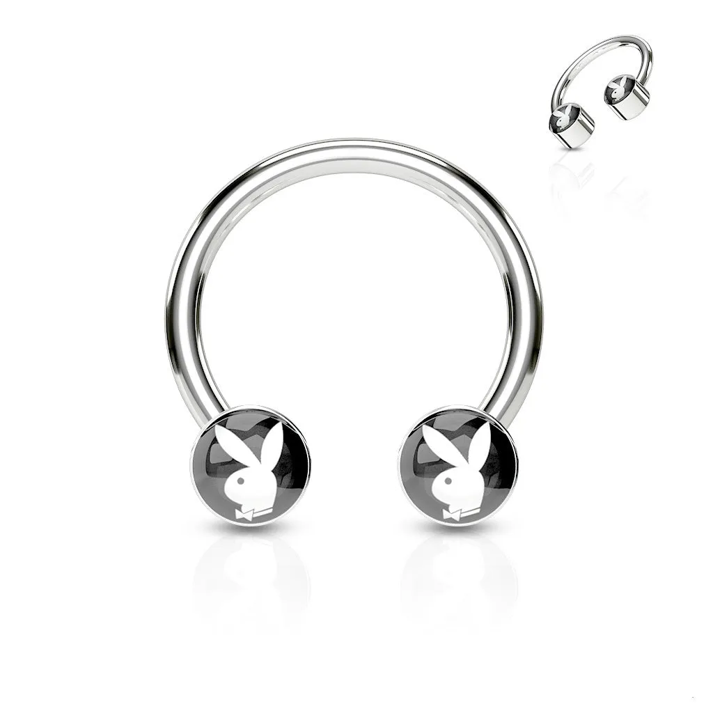 Playboy Bunny Horseshoe Barbell - Black