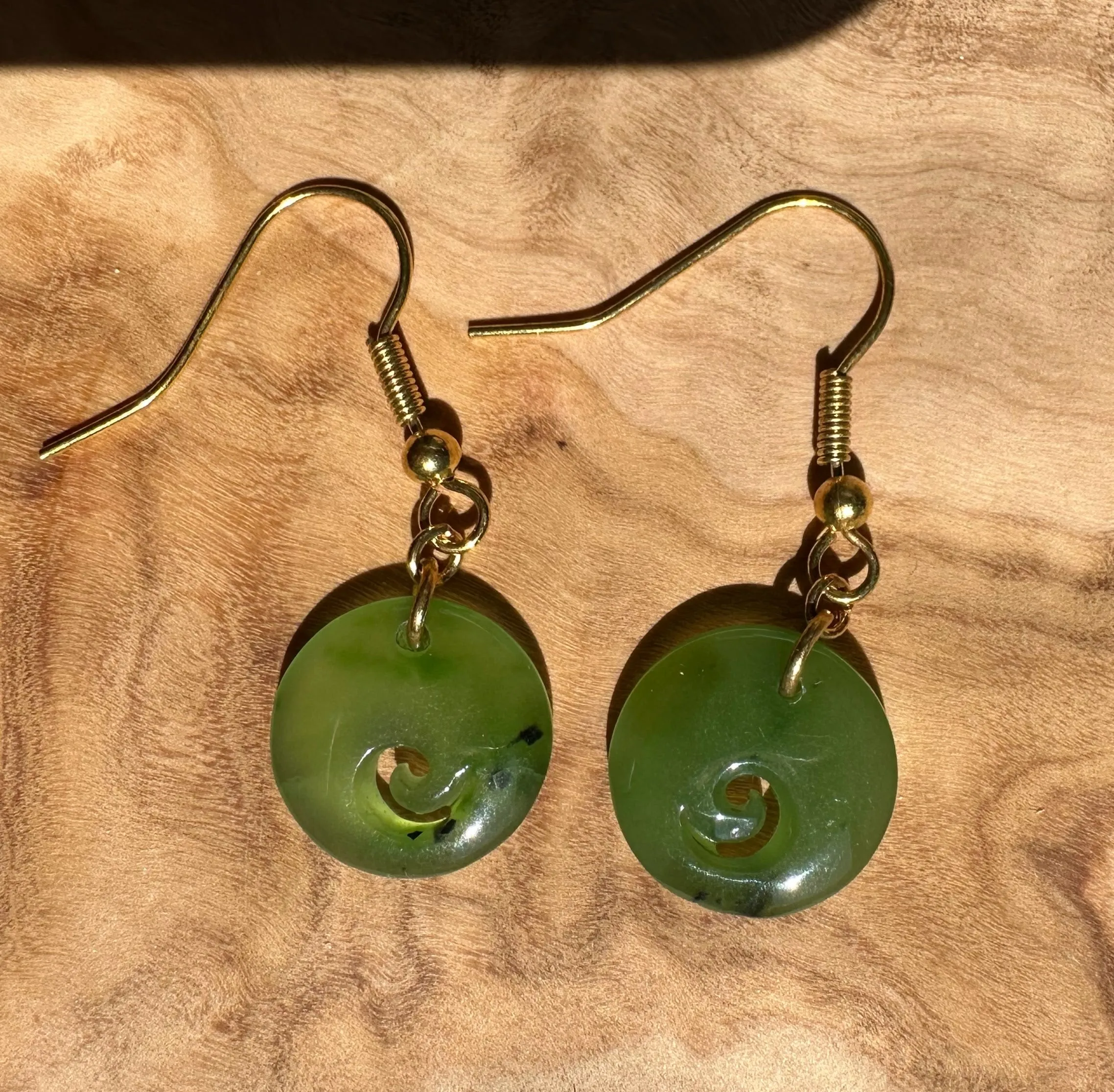 Polar Jade Koru Earrings, 15mm*