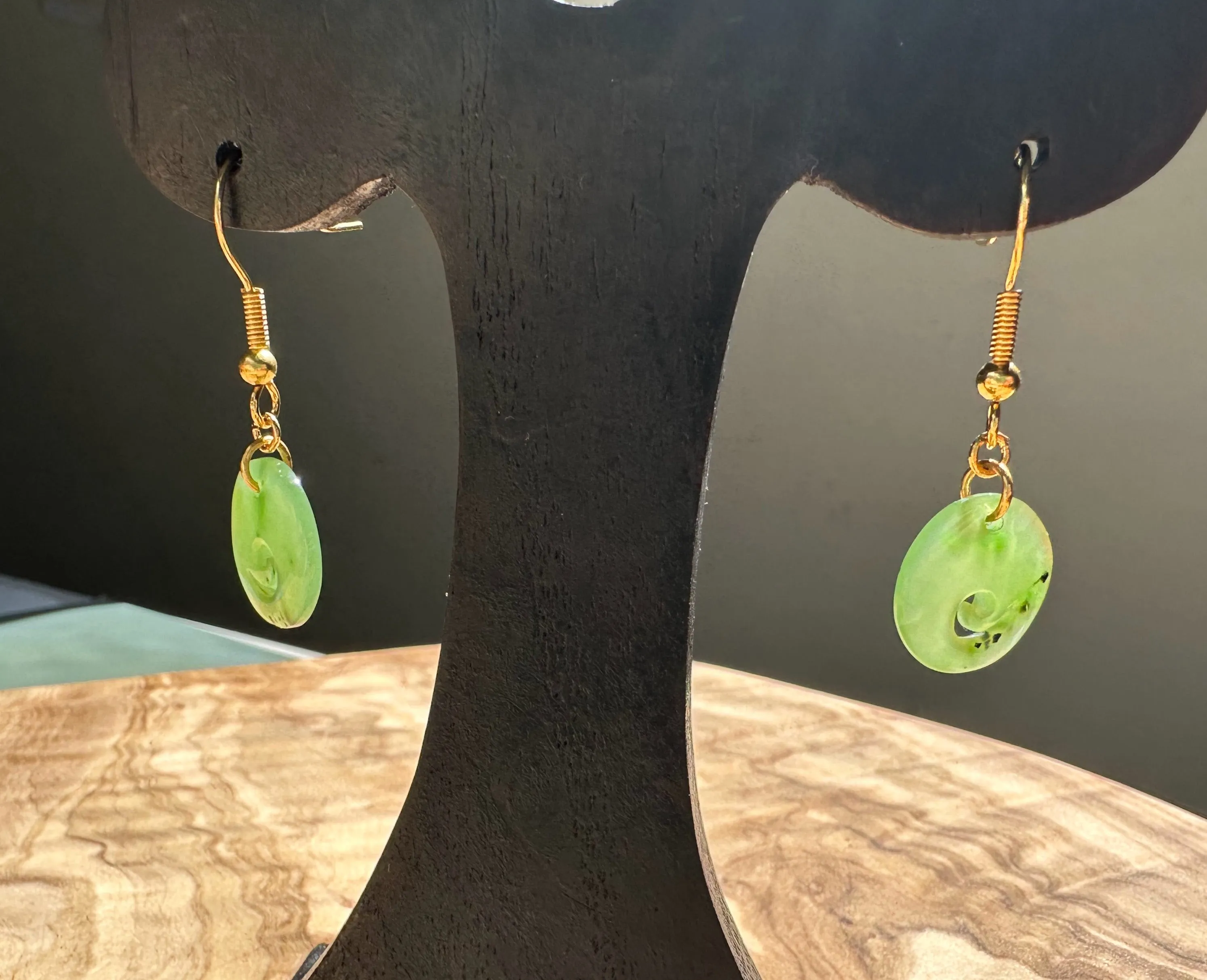 Polar Jade Koru Earrings, 15mm*