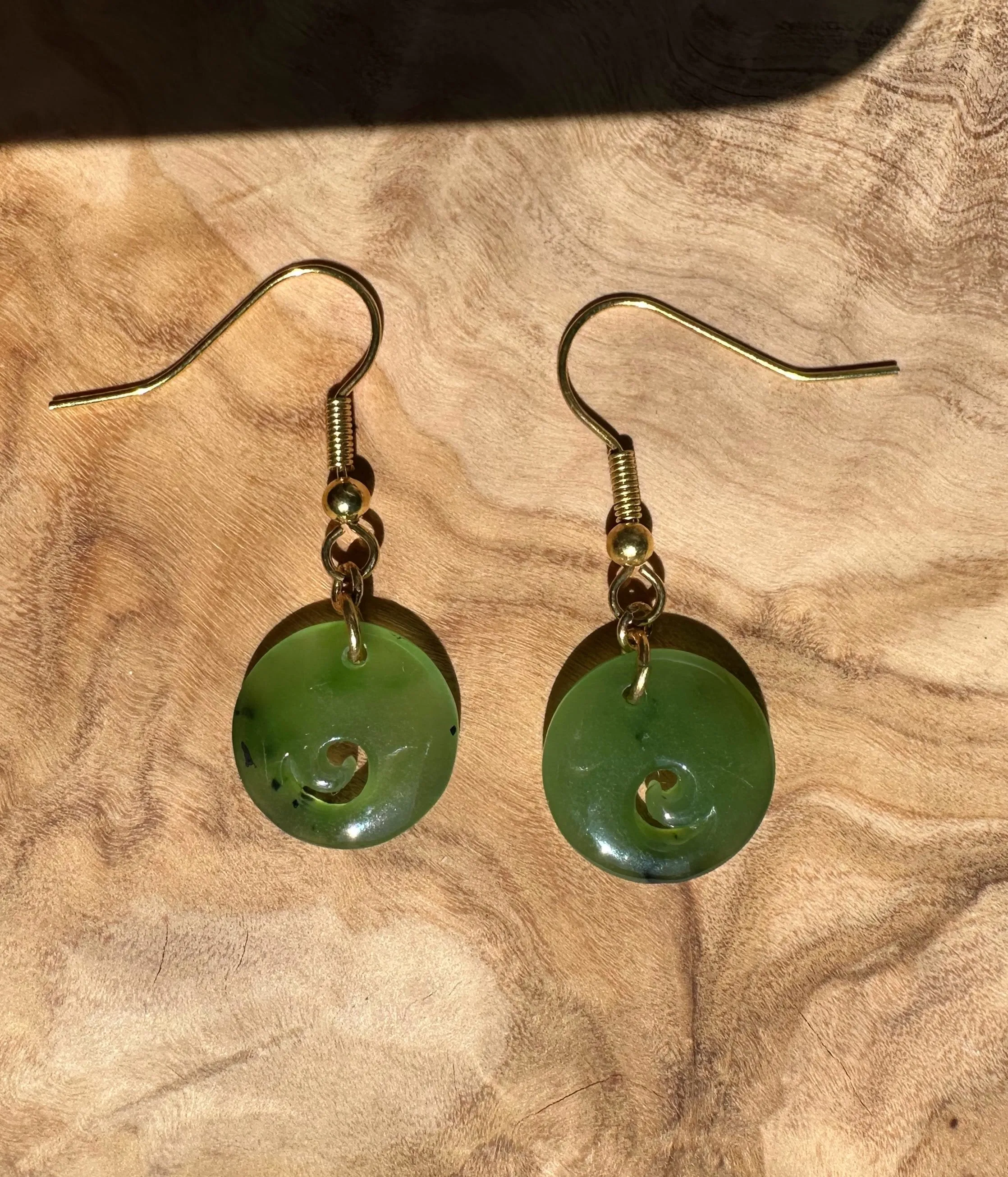 Polar Jade Koru Earrings, 15mm*