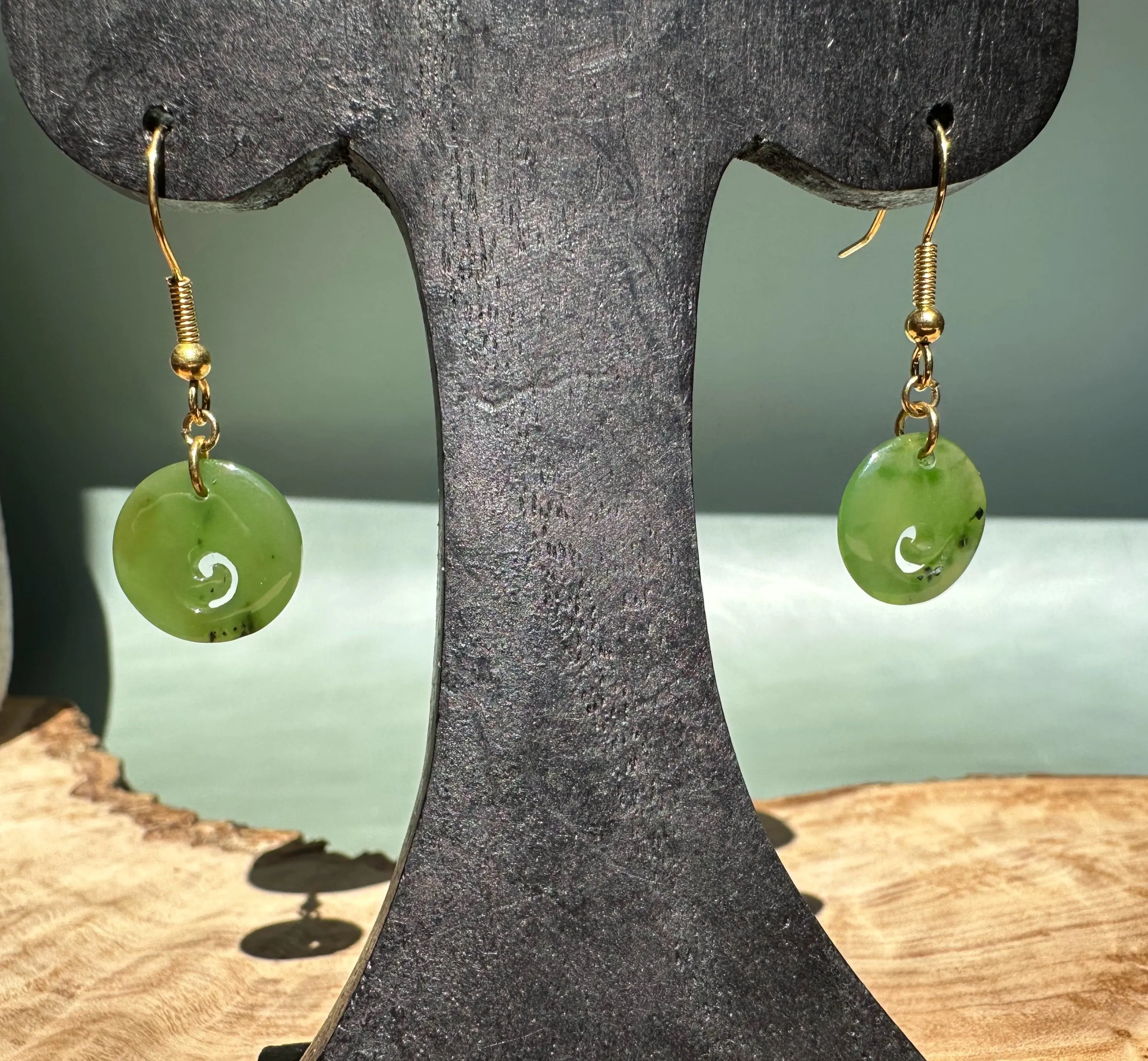 Polar Jade Koru Earrings, 15mm*