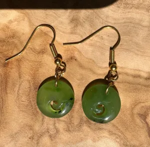 Polar Jade Koru Earrings, 15mm*