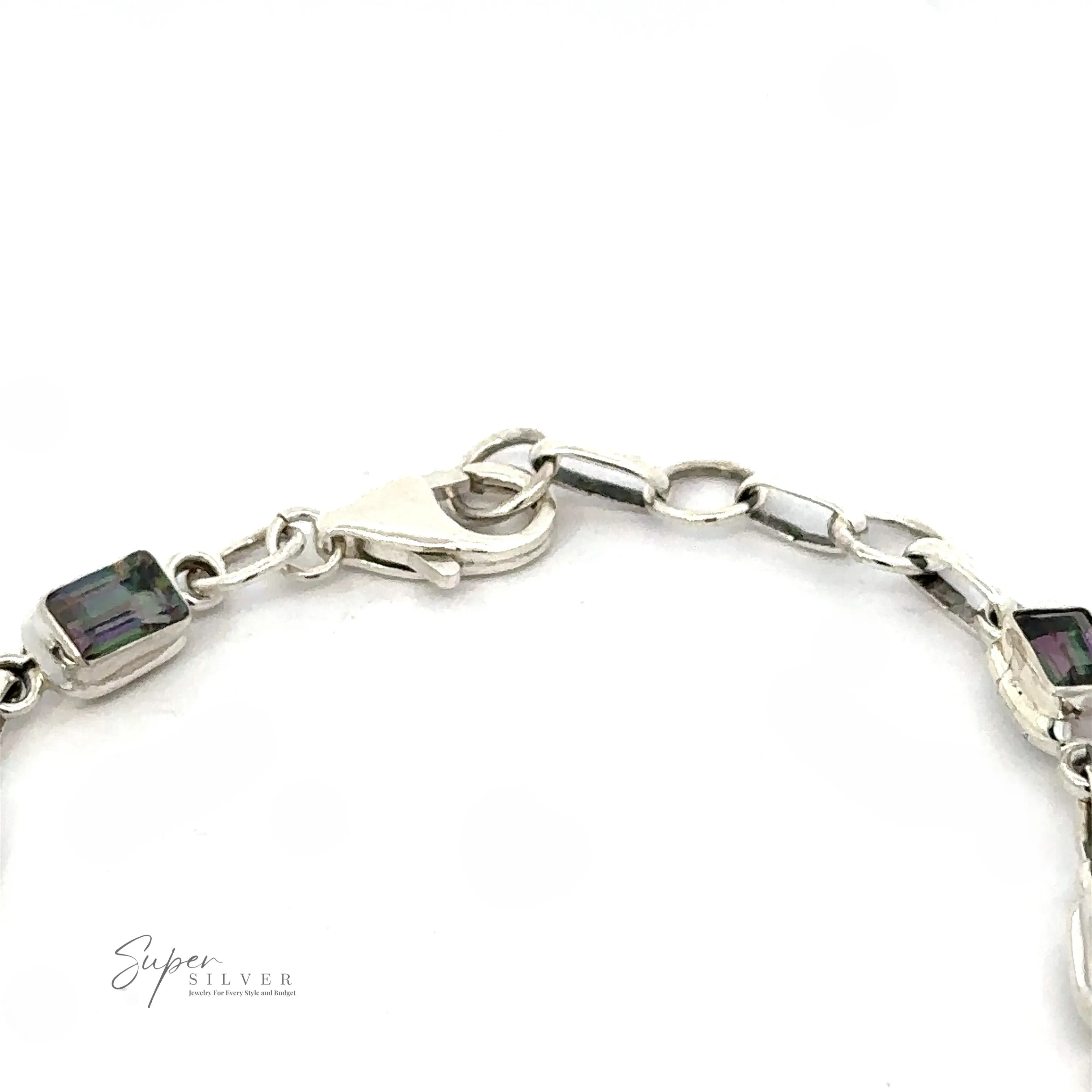 Rainbow Mystic Topaz Rectangle Link Bracelet