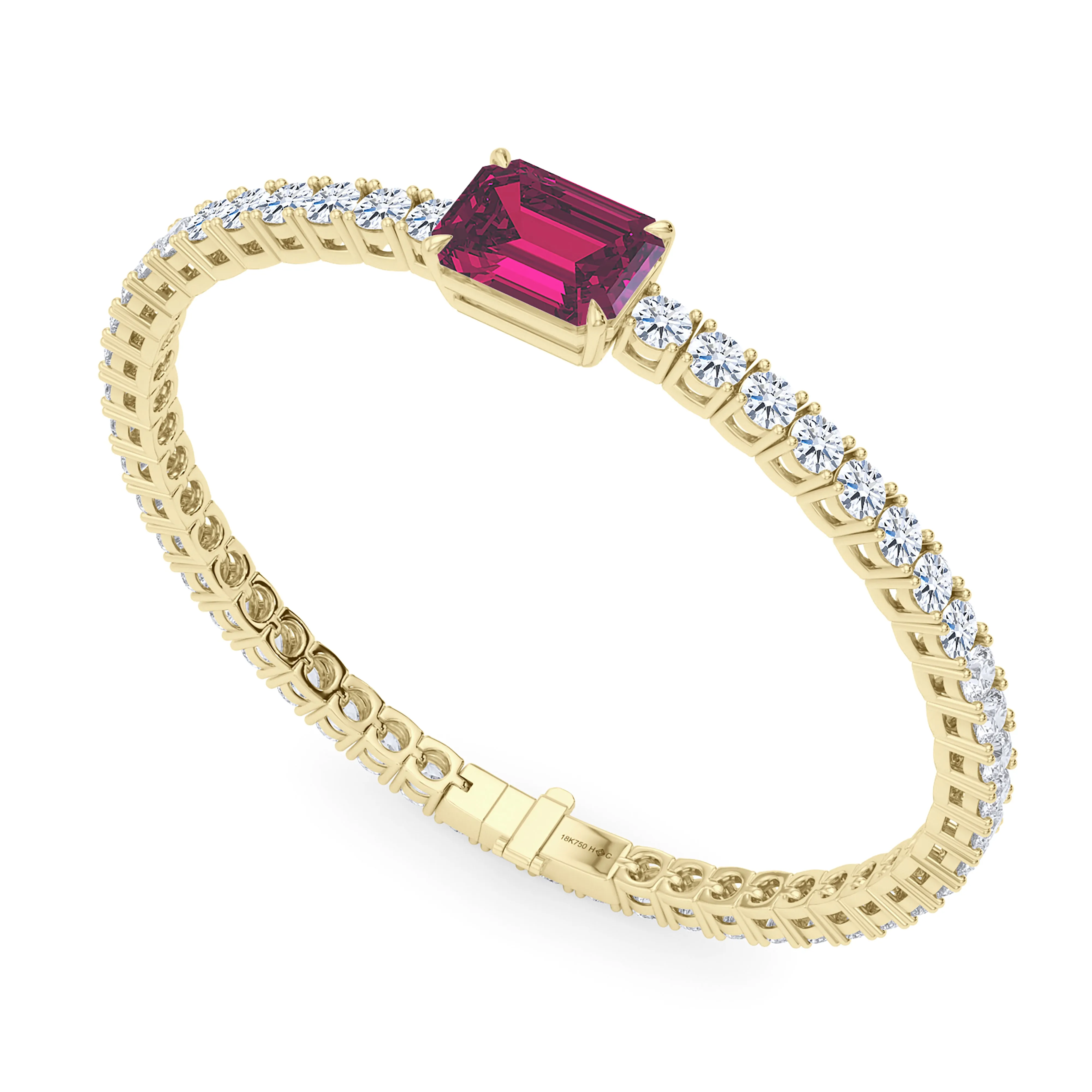 Round Cut Diamond & Birthstone Tennis Bracelet