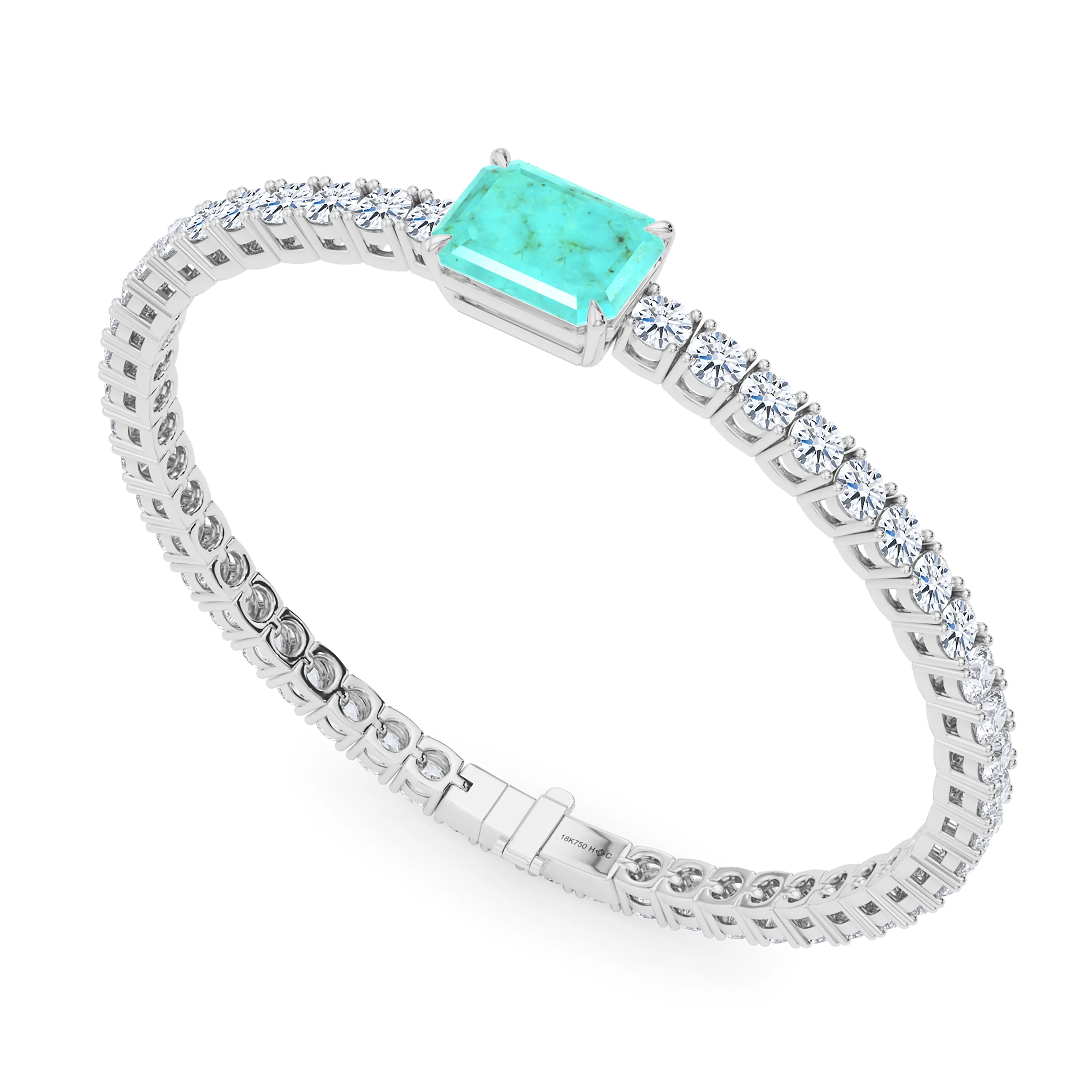 Round Cut Diamond & Birthstone Tennis Bracelet