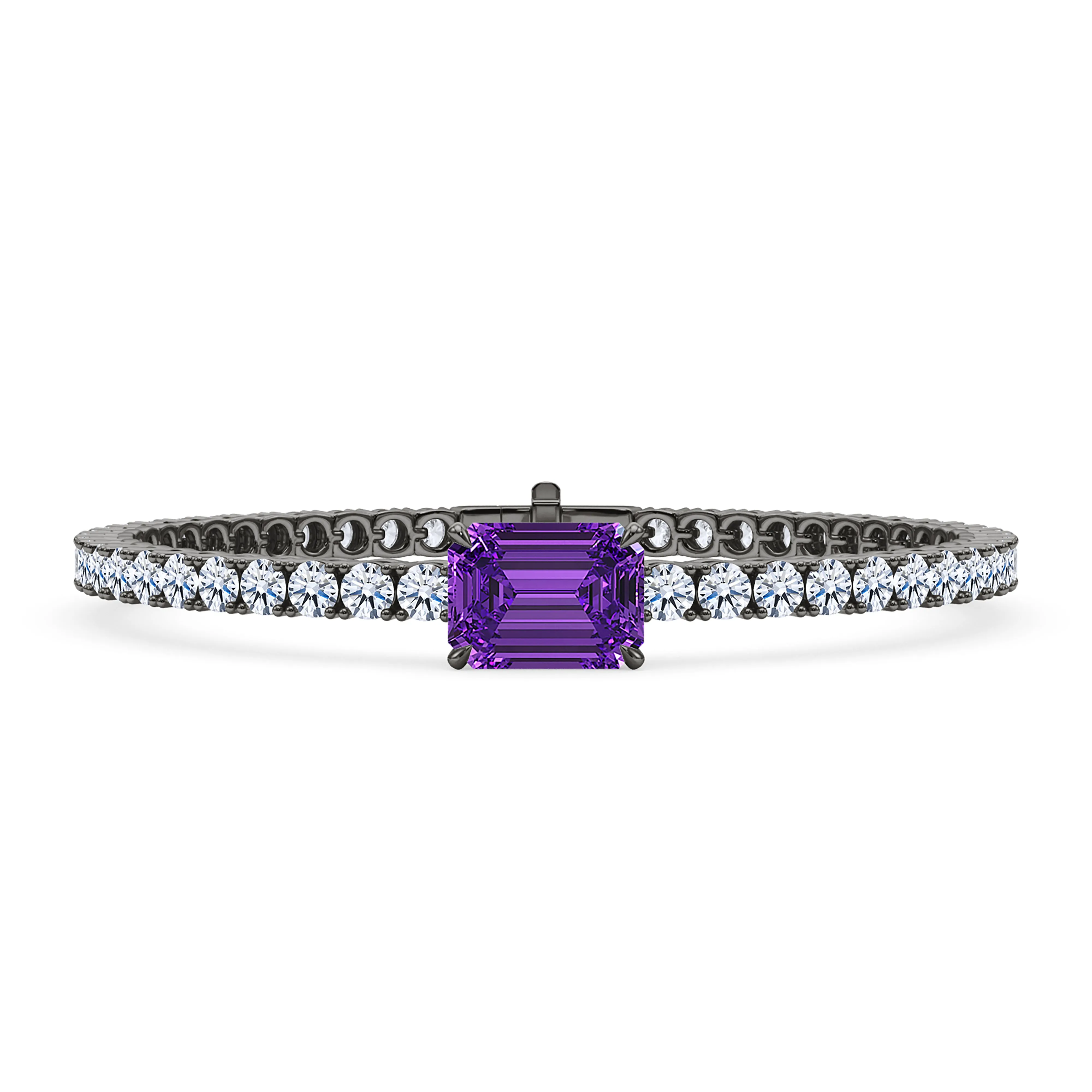 Round Cut Diamond & Birthstone Tennis Bracelet