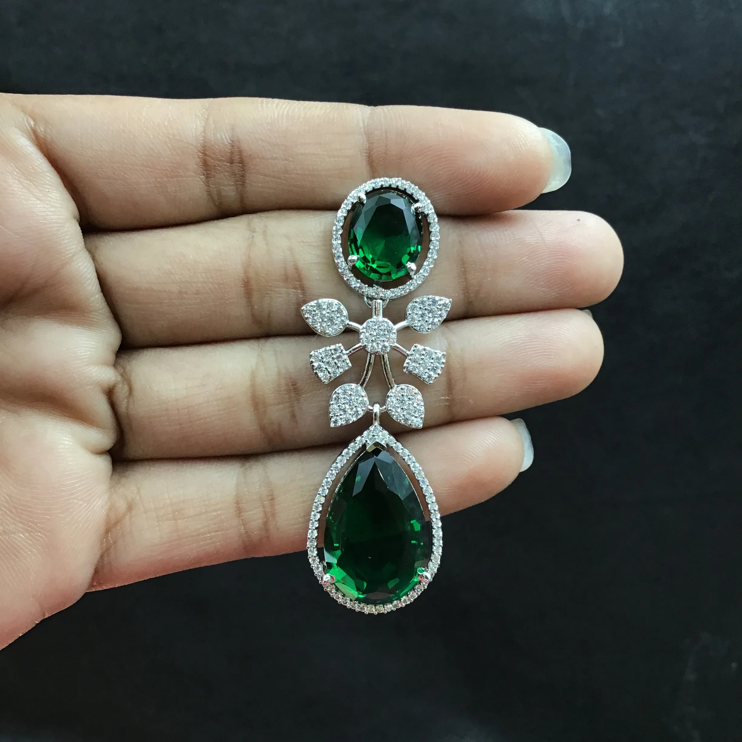 Round Neck Zircon/AD Necklace Set 10809-69