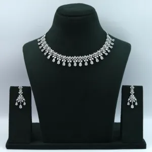 Round Neck Zircon/AD Necklace Set 10812-69