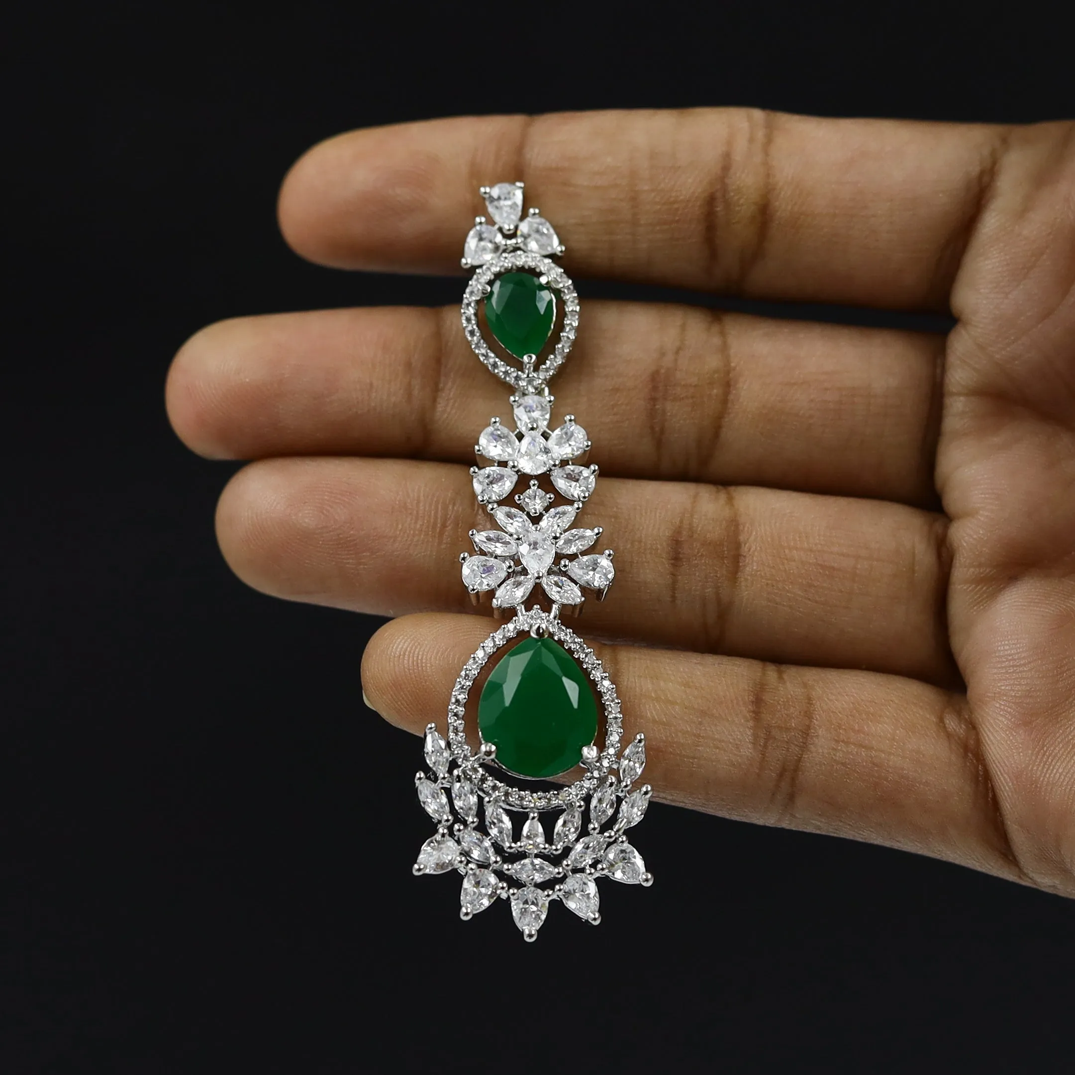 Round Neck Zircon/AD Necklace Set 10813-69