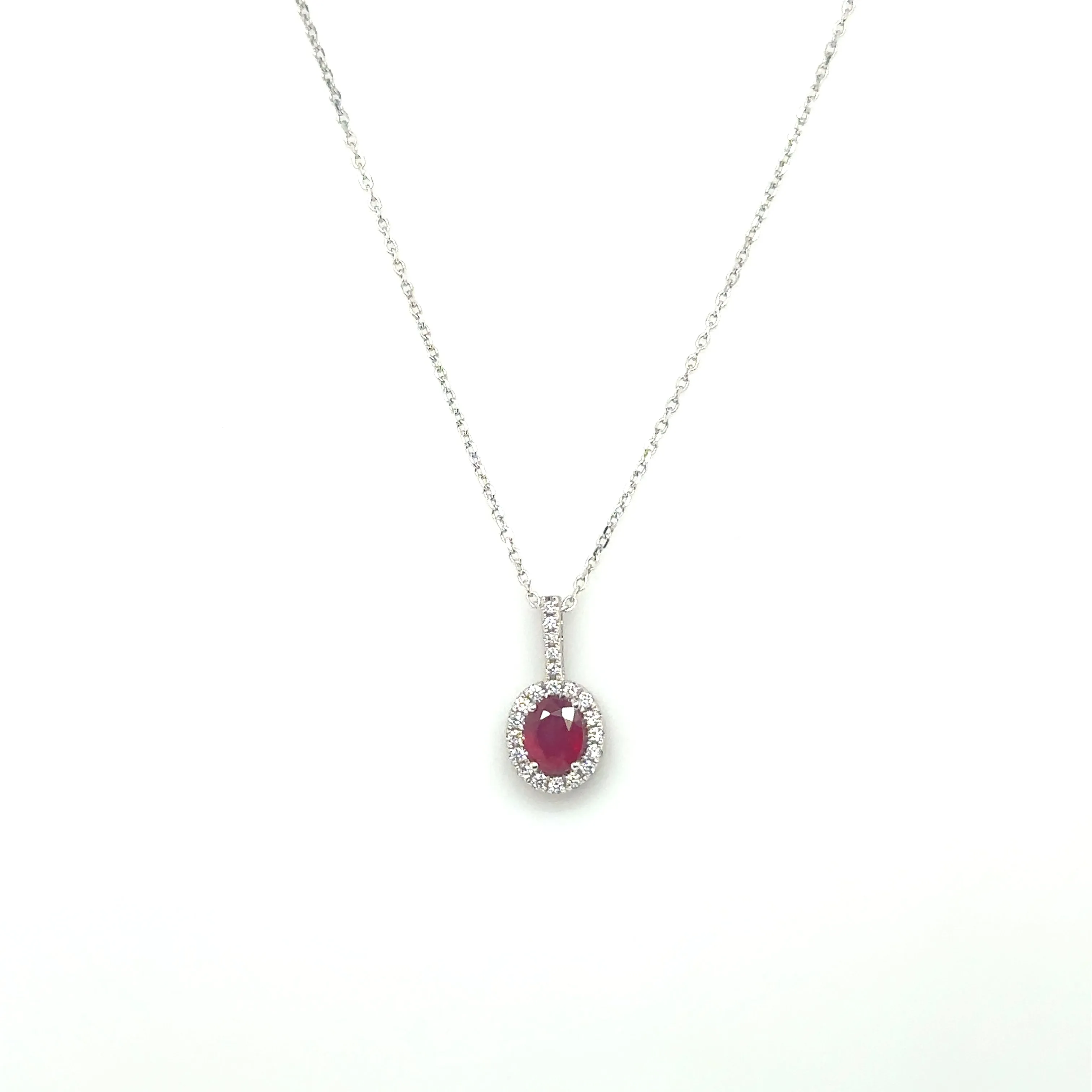 Ruby & Diamond Oval Pendant