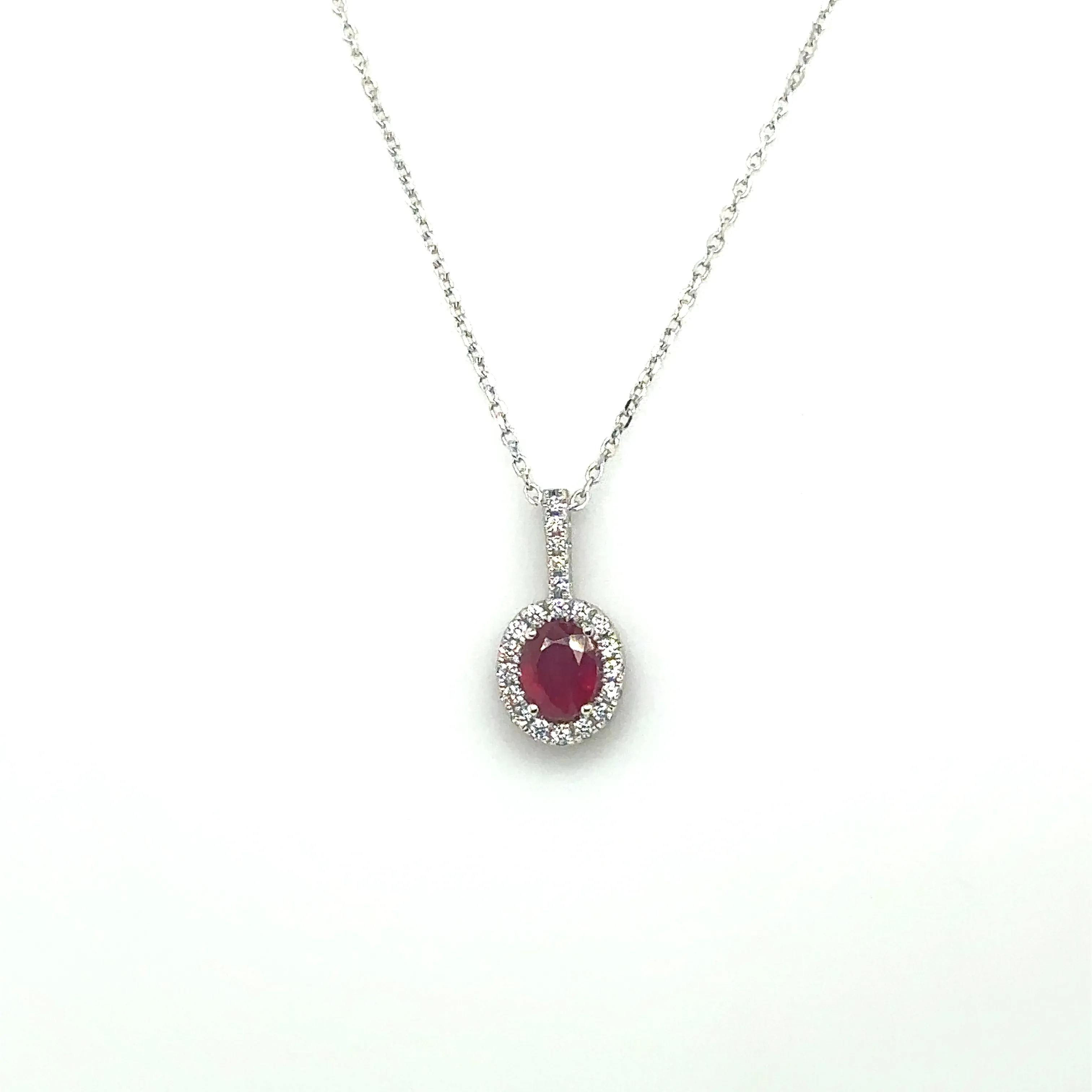 Ruby & Diamond Oval Pendant