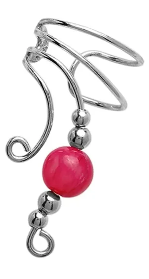Salmon Jade & Beads Long Ear Cuff