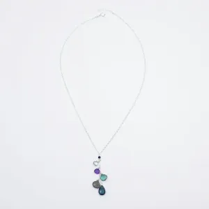 Silver Necklace with London Blue Topaz Cluster