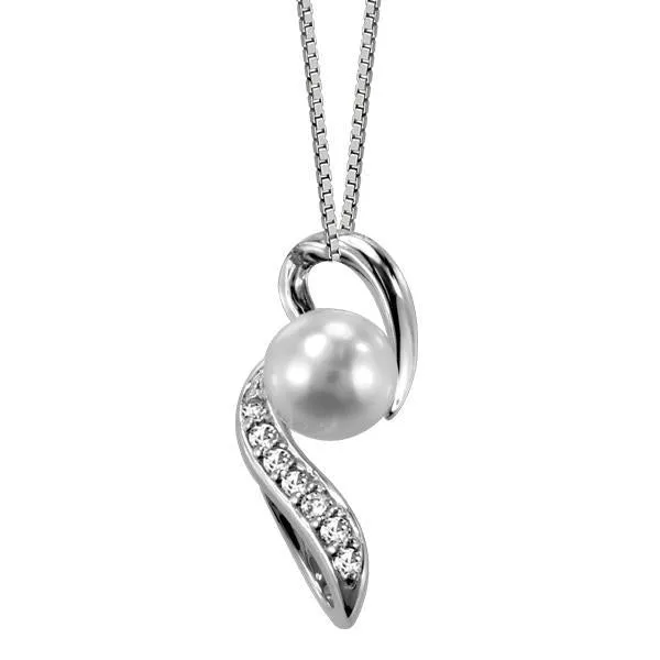 Silver White Pearl White Topaz Pend. W/Chain