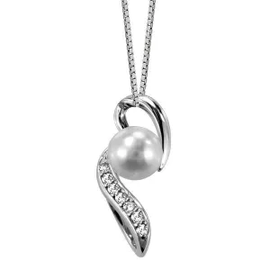 Silver White Pearl White Topaz Pend. W/Chain