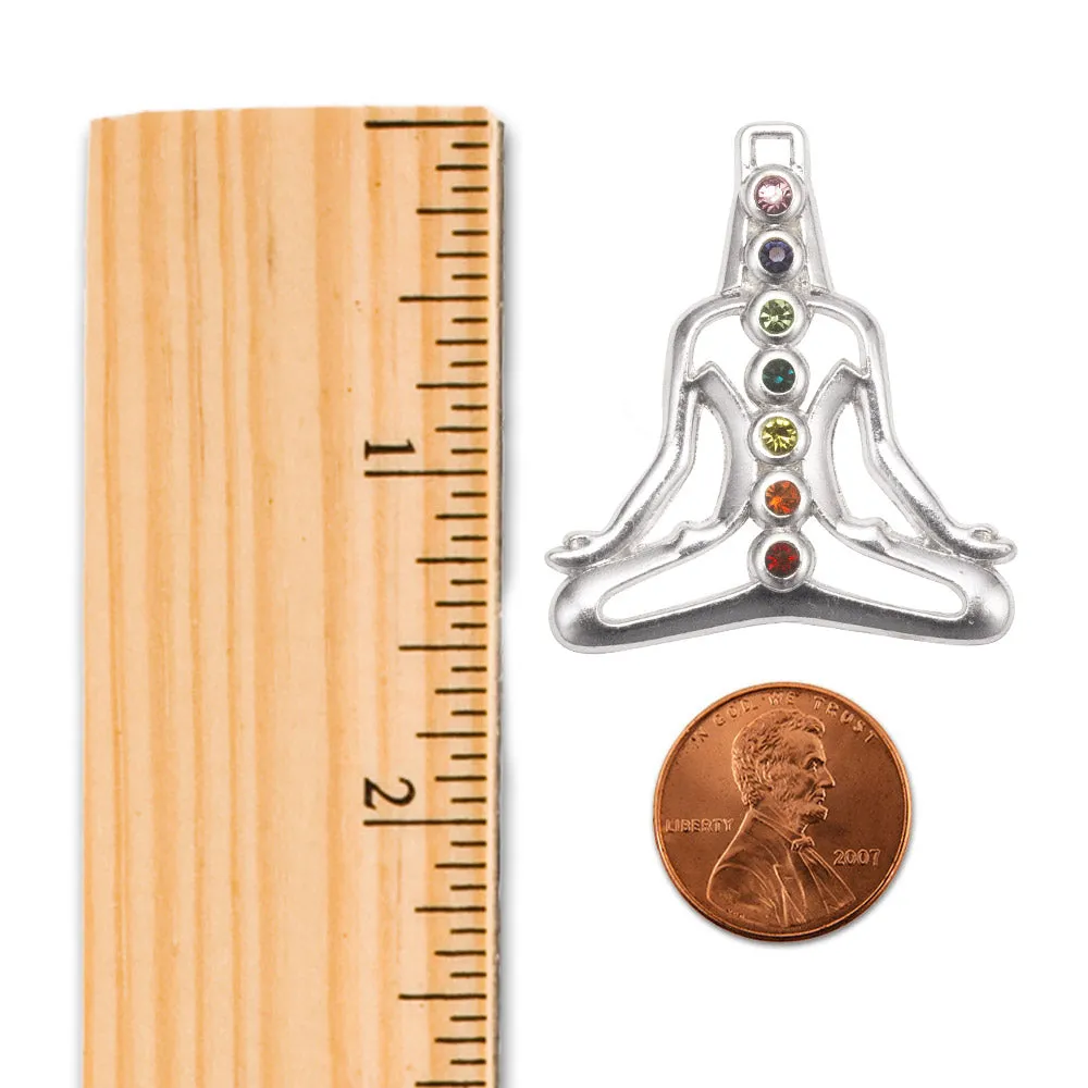 Silver Yoga Chakras Charm Toggle Bracelet
